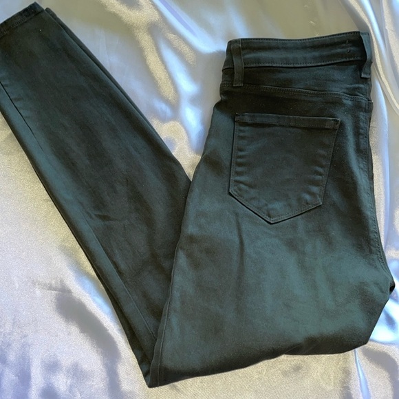 L’AGENCE Margot Crop Skinny Jeans Ivy Green High-Rise Coated Stretch Denim Sz 27 - Picture 11 of 12